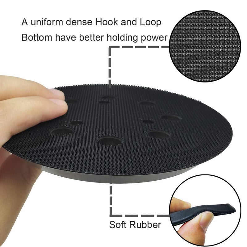 Tockrop 5 Inch 8 Hole Replacement Sander pad for Porter Cable 343, 343k, 390, 390K, 382, 343VSK Orbital Sander- 5" Hook and Loop Sanding pad for Woodworking Metal Automotive Sander - Image 4